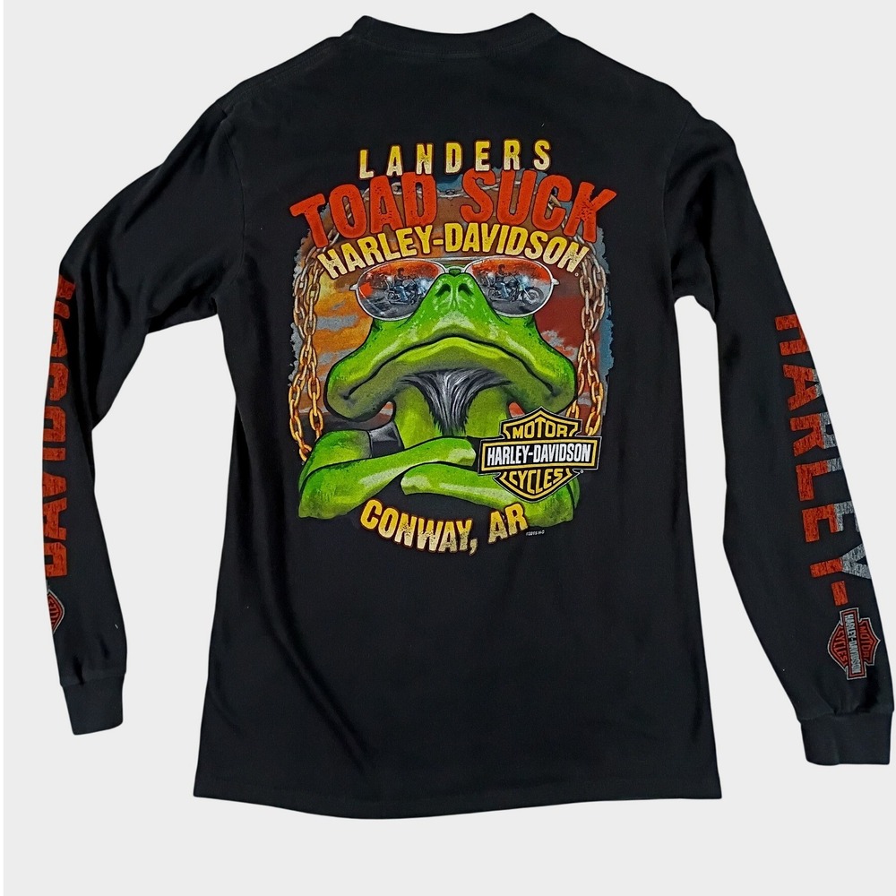 Harley-Davidson Toad Suck Graphic Tee Women M Black Long Sleeve Biker Arkansas